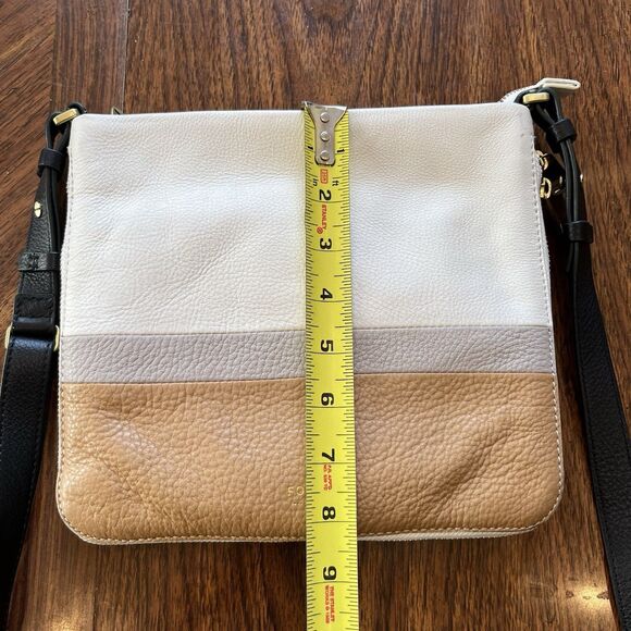 Fossil Preston Neutral Multi Color Block Pebbled Leather Crossbody READ - Picture 13 of 14